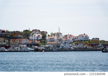 Houses around marina in Donso island, Southern Gothenburg archipelago, Gothenburg municipality, Vastra Gotaland County, Sweden 133180096