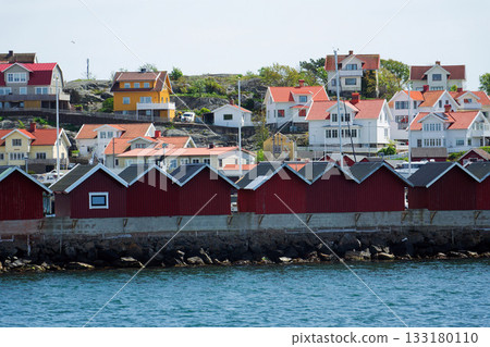 Houses around marina in Donso island, Southern Gothenburg archipelago, Gothenburg municipality, Vastra Gotaland County, Sweden Houses around marina in Donso island, Southern Gothenburg archipelago, Gothenburg municipality, Vastra Gotaland County, Sweden 133180110