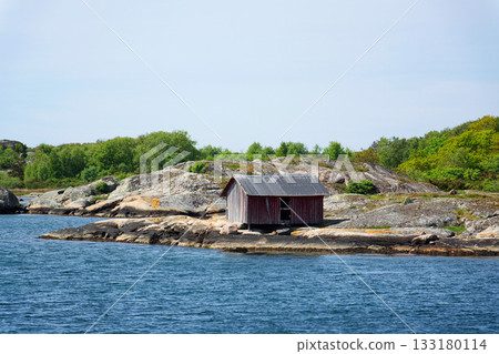 Houses around marina in Donso island, Southern Gothenburg archipelago, Gothenburg municipality, Vastra Gotaland County, Sweden Houses around marina in Donso island, Southern Gothenburg archipelago, Gothenburg municipality, Vastra Gotaland County, Sweden 133180114