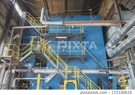 Interior of an old coal fired heating plant. Interior of an old coal fired heating plant. 133180626