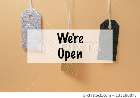 Colorful decorative tags with text message on a soft background for promotional purposes Colorful decorative tags with text message on a soft background for promotional purposes 133180875