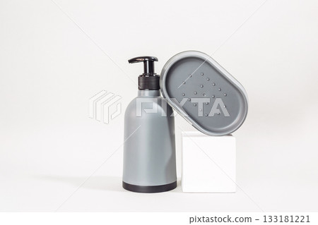 Bottle of soap and a soap dish Bottle of soap and a soap dish 133181221