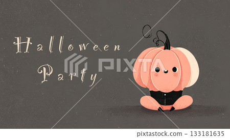 Cute pumpkin character illustration for Halloween party celebration with whimsical design elements 133181635