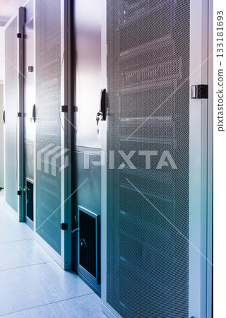 Server room with a row of server racks 133181693