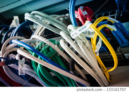 ethernet cables connected to server switch 133181707