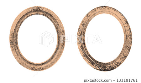 Elegant Vintage Ornate Baroque Frames in Halftone Engraving Style 133181761