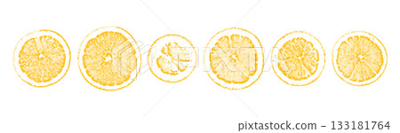 Orange slices stippling retro Christmas vector elements 133181764