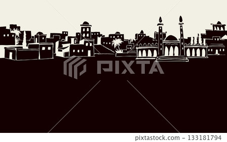 Old Arabic city. Vector drawing 133181794