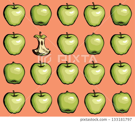 Big tasty apples. Vector drawing 133181797