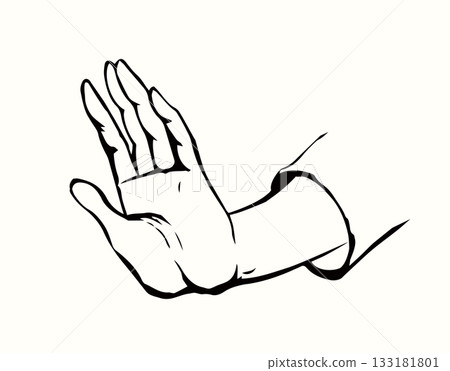 Hand showing no. Vector drawing 133181801
