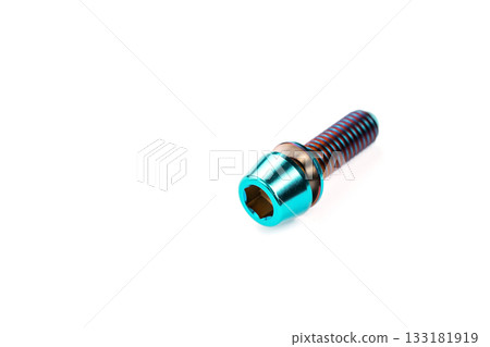 Lightweight and durable titanium bolt on a clean insulated background. 133181919