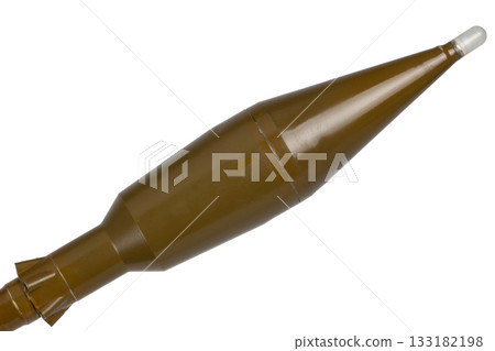 anti tank rocket propelled grenade with HEAT warhead for rpg 7 rocket propelled grenade launcher isolated on white 133182198