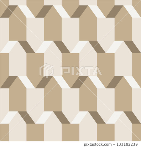Vector seamless geometric 3d pattern. Repeatable architecture creative background. Decorative ceramic beige tile texture Vector seamless geometric 3d pattern. Repeatable architecture creative background. Decorative ceramic beige tile texture 133182239