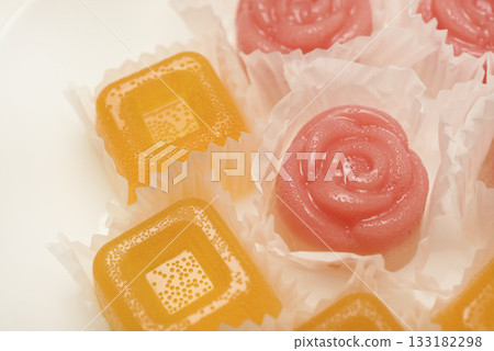 Orange marmalade. A sweet snack. Marmalade with different flavors and colors. 133182298