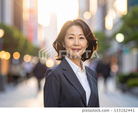 A career woman smiling in the city 133182441