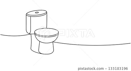 Ceramic toilet one line continuous drawing. Bathroom hygiene. Vector illustration 133183196