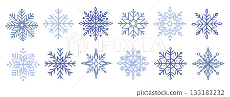 Snowflakes big set. Winter holiday collection of frosty elements for Christmas and New Year design. 133183232