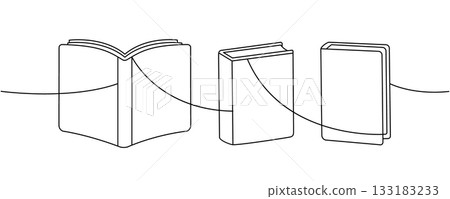 Minimalist outline of an books in a connected composition of reading elements Minimalist outline of an books in a connected composition of reading elements 133183233