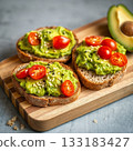 Avocado Toast with Cherry Tomatoes 133183427