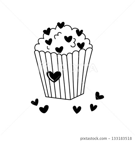 Cute Valentine Cupcake Doodle with Heart Decorations Cute Valentine Cupcake Doodle with Heart Decorations 133183518