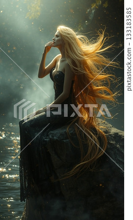 Woman in a beautiful mermaid dress 133183585