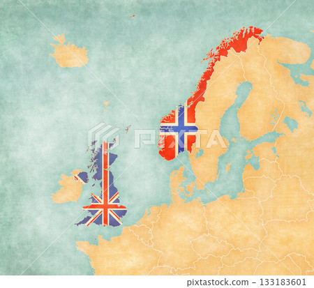 Map of United Kingdom and Norway Map of United Kingdom and Norway 133183601