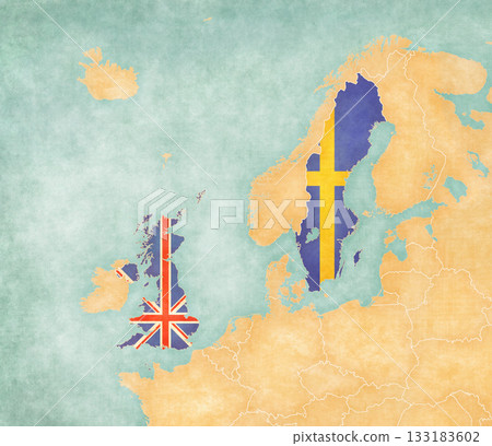 Map of United Kingdom and Sweden Map of United Kingdom and Sweden 133183602
