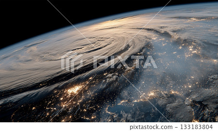 A huge low pressure system swirling on the Earth's surface 133183804