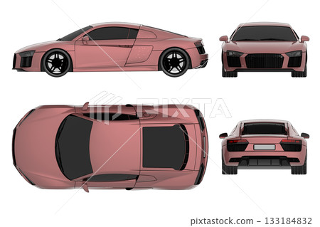 car isolated on transparent background, 3d illustration, cg render 133184832