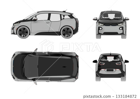 car isolated on transparent background, 3d illustration, cg render 133184872