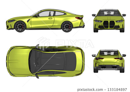 car isolated on transparent background, 3d illustration, cg render 133184897