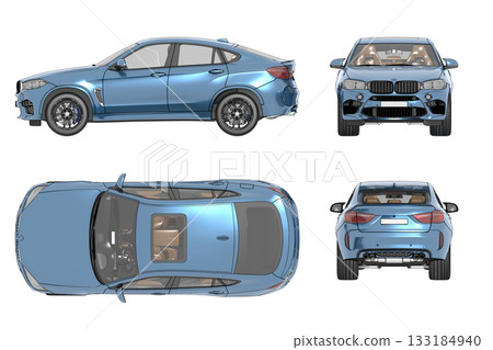 car isolated on transparent background, 3d illustration, cg render 133184940