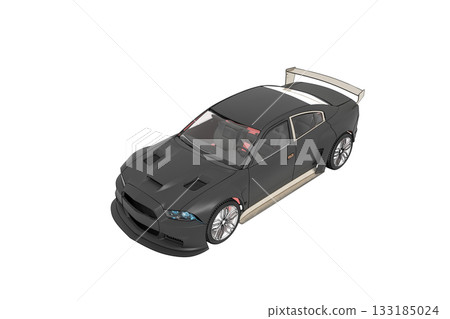 car isolated on transparent background, 3d illustration, cg render 133185024