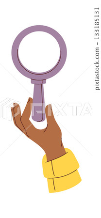 Magnifying glass in human hand Magnifying glass in human hand 133185131