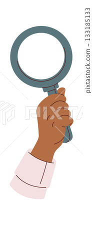 Male hand holding loupe magnifier Male hand holding loupe magnifier 133185133