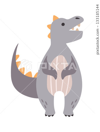 Cute dino character roaring loudly 133185144