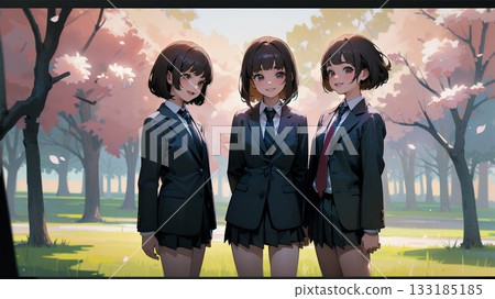 High school girl under the cherry tree High school girl under the cherry tree 133185185