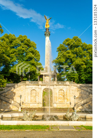Angel of Peace Friedensengel Monument and Fountain. Munich, Bavaria, Germany 133185324