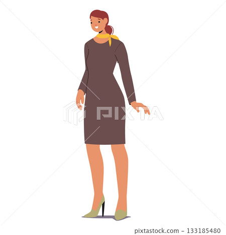 Elegant woman cartoon character potential candidate to vacancy standing isolated on white background 133185480