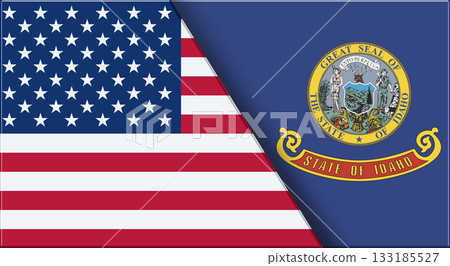 Flags of USA and Idaho. United States and Idaho official flags 133185527