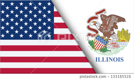 Flags of USA and Illinois. United States and Illinois official flags 133185528