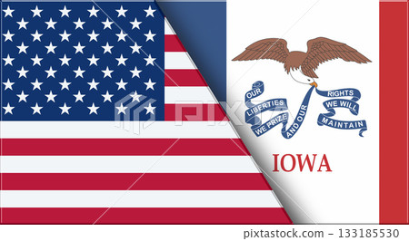 Flags of USA and Iowa. United States and Iowa official flags Flags of USA and Iowa. United States and Iowa official flags 133185530