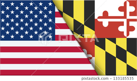 Flags of USA and Maryland. United States and Maryland official flags 133185535