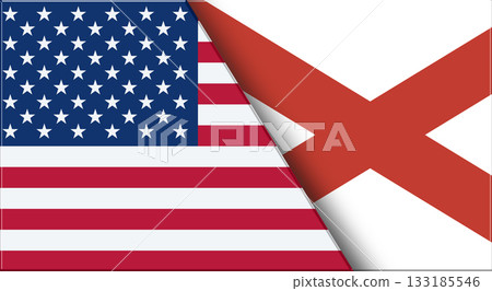 Flags of USA and Alabama. United States and Alabama official flags Flags of USA and Alabama. United States and Alabama official flags 133185546