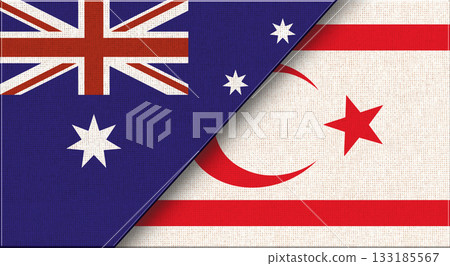 Flags of Australia and Turkish Republic of Northern Cyprus. 3D illustration 133185567