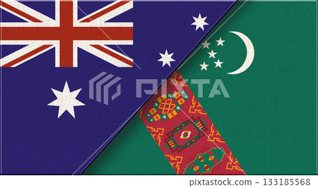 Flags of Australia and Turkmenistan. Australian and Turkmen National flags 133185568