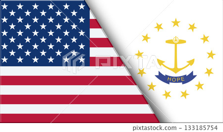 Flags of USA and Rhode Island. United States and Rhode Island official flags 133185754