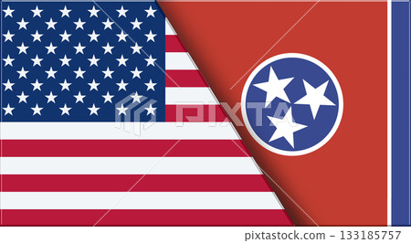 Flags of USA and Tennessee. United States and Tennessee official flags 133185757