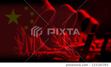 Abstract composition of a food group symbolizing nation-state cyberattacks and anonymity 133185763