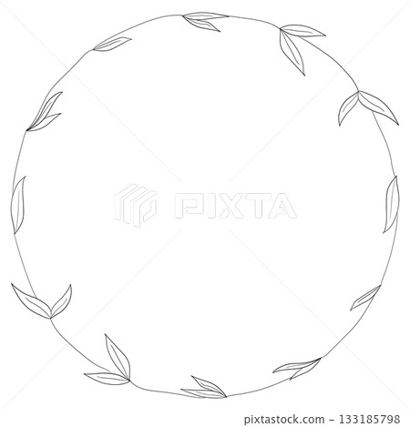 Hand drawn leaf wreath frame Hand drawn leaf wreath frame 133185798